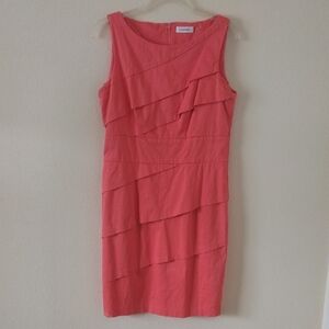 Calvin Klein Pink Asymmetrical Tiered Midi Dress